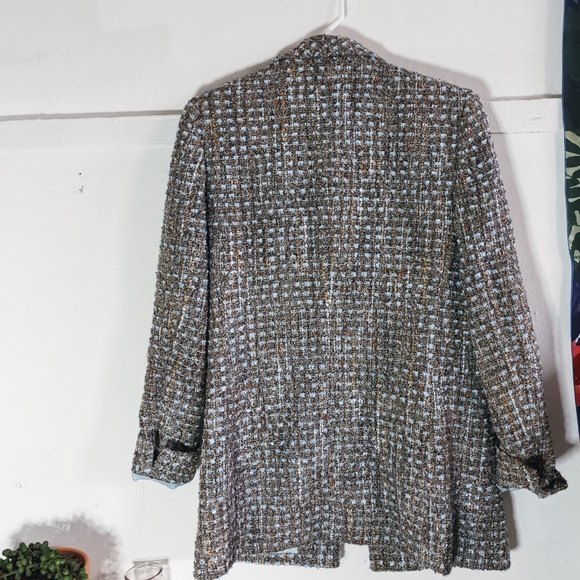 Vintage Italian Tweed Wool Boucle Blazer Jacket Lion Buttons - Picture 5 of 10